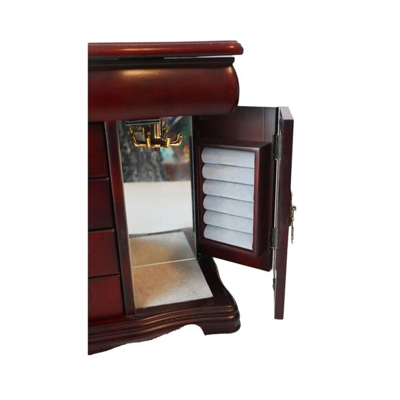 Vintage-Inspired Wooden Jewelry Box With Heart Design Revolving Necklace Holder - Picture 2 of 9